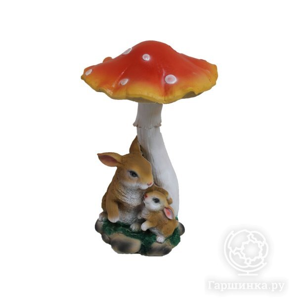 Гриб мухомор с зайцами  14*15*32 