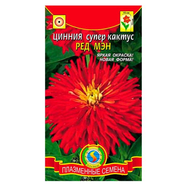 Семена Цинния супер-кактус Ред мэн, 0,25 гр, Плазменные семена