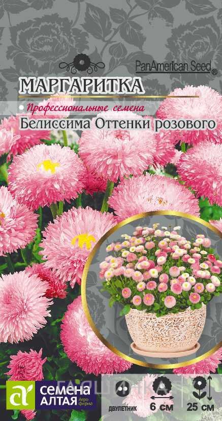 Семена Маргаритка Белиссима Оттенки Розового 8шт ЦП