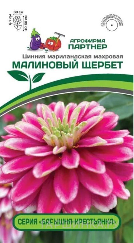 Семена Цинния махровая "Барышня-крестьянка" Малиновый Щербет 5 шт. Партнер
