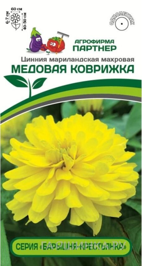 Семена Цинния махровая "Барышня-крестьянка" Медовая Коврижка 5 шт. Партнер