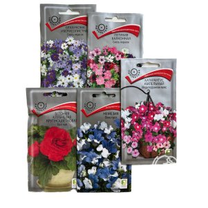 Набор семян. Балконные цветы (Петуния, Немезия, Бракихома, Катарантус, Бегония)